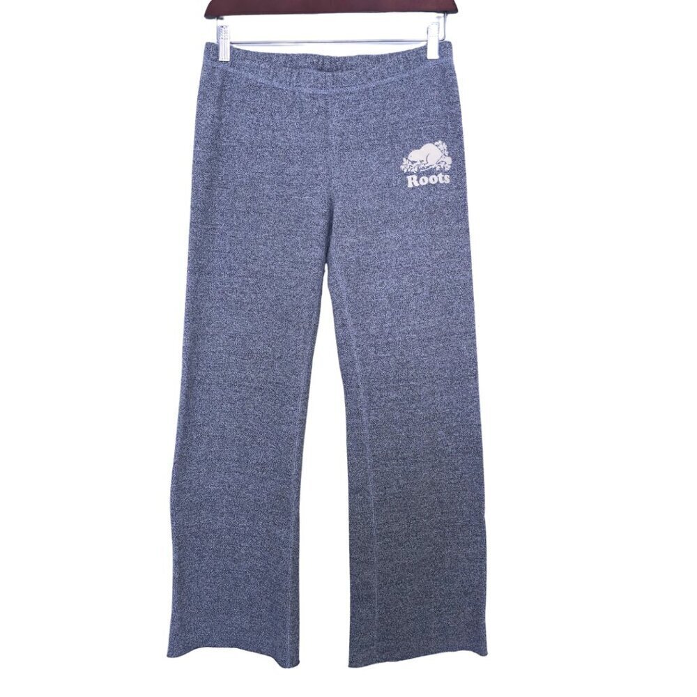 Roots Women’s S Wide Leg Sweatpants Grey Marled Lounge Pants Casual Athleisure